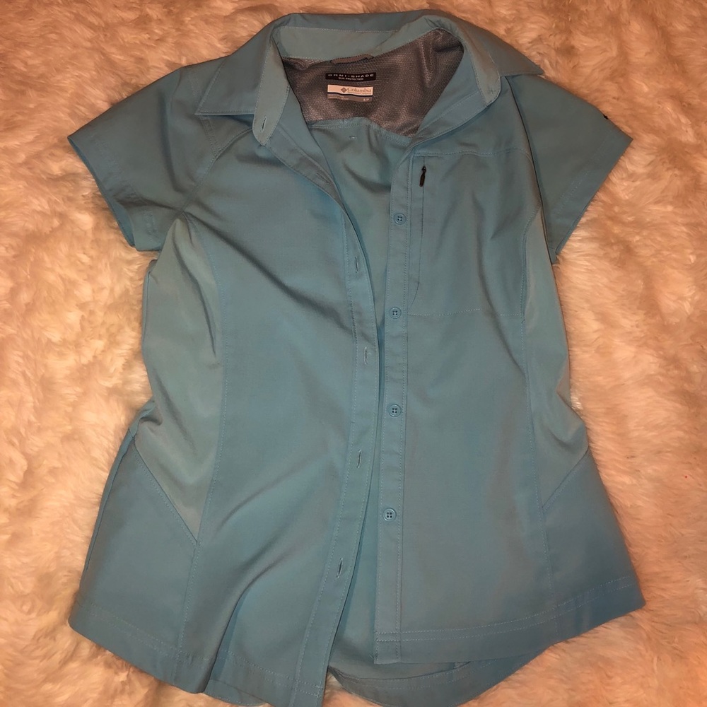 Columbia omni shade blue shirt